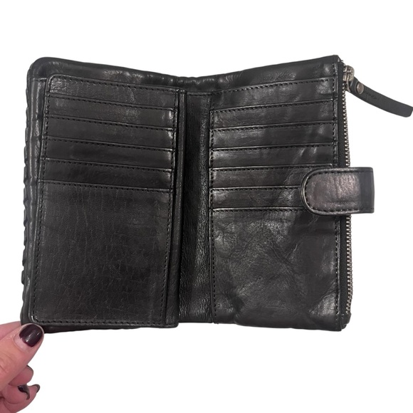 Vilenca Holland Black Woven Leather Clutch Wallet NWT $75 - Picture 3 of 16